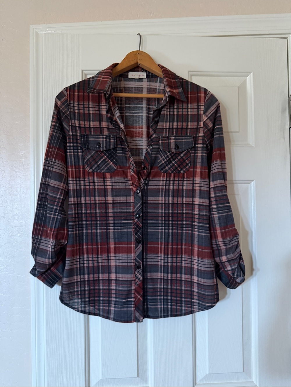 Women’s Plaid Button-Up Shirt, Size